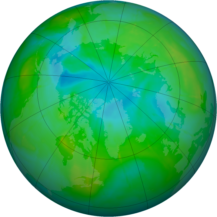 Arctic ozone map for 08 August 2009